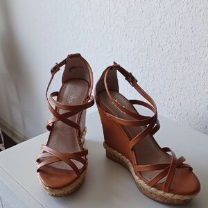 Charles David Tan Strappy Wedges